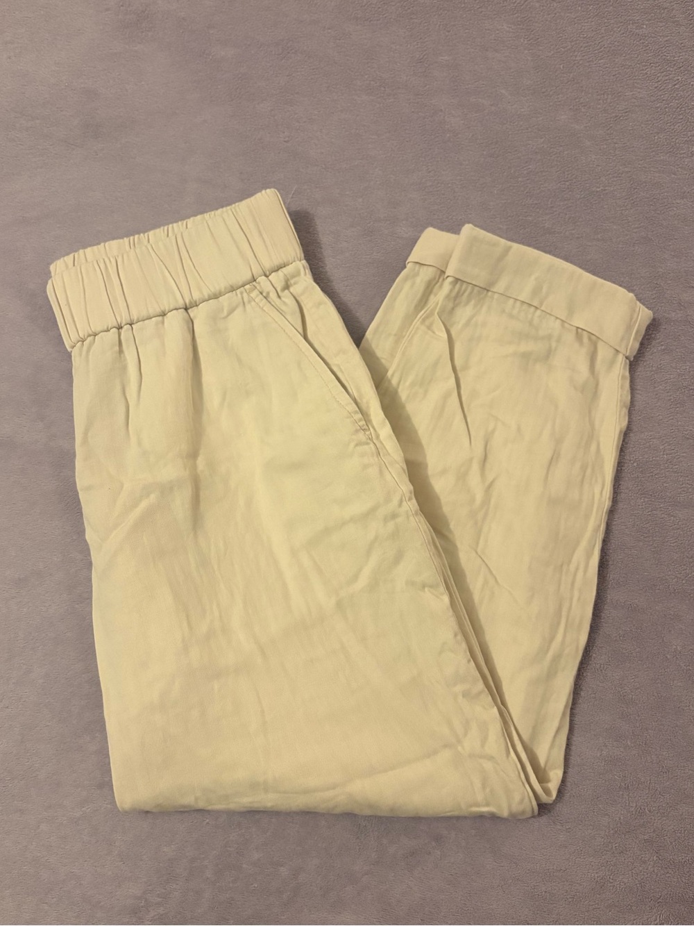 LOFT Cream Elastic-Waist Chinos Pant